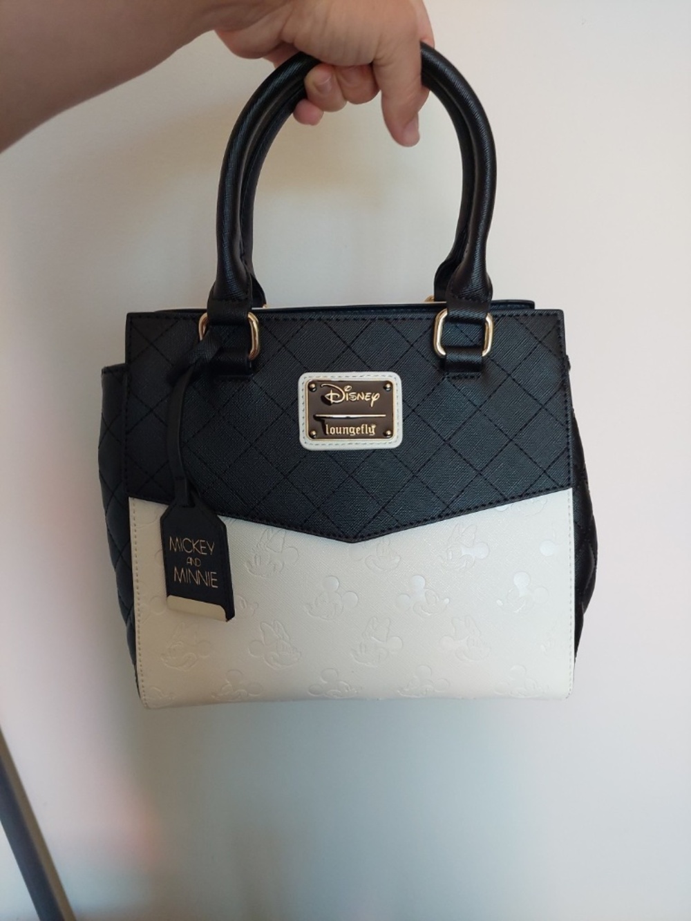 Loungefly Black and White Mickey & Minnie Satchel